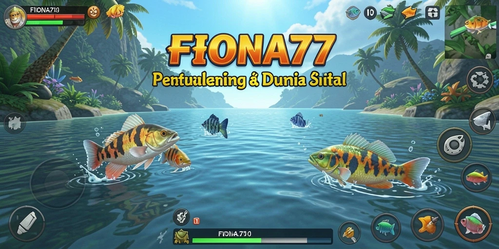 Gameplay seru FIONA77 dengan berbagai ikan dan lokasi memancing.