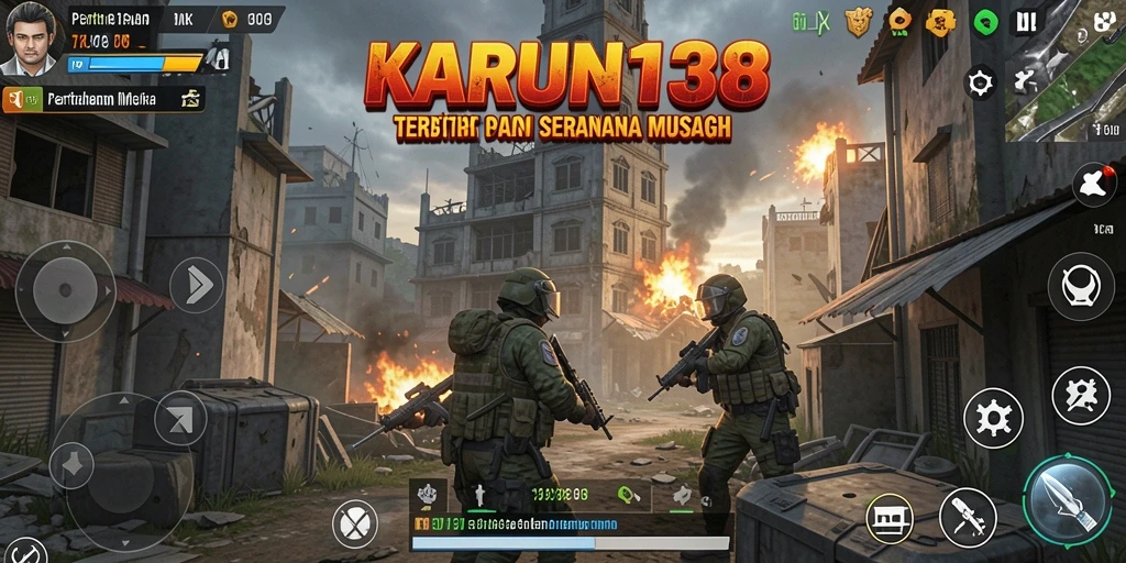 Tampilan menyerupai medan pertempuran dalam game Tower Defense yang seru.