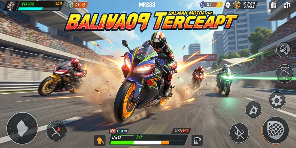 Gameplay seru dari balapan motor yang mendebarkan.