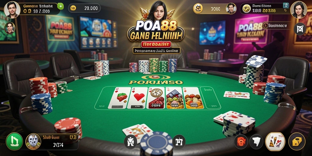 Screenshot utama menampilkan gameplay seru Poker di POA88.